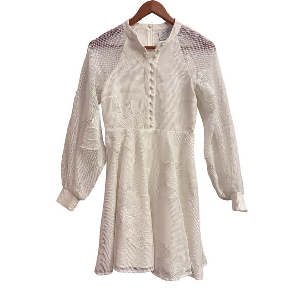 Mare Mare x Anthropologie Sabine Dress White Mesh Embroidered Cottagecore Bridal - Picture 2 of 9